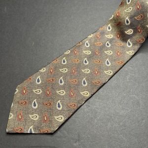 Carrot & Gibbs Beecroft & Bull Paisley Silk Tie Brown Handmade in USA Thick Knit
